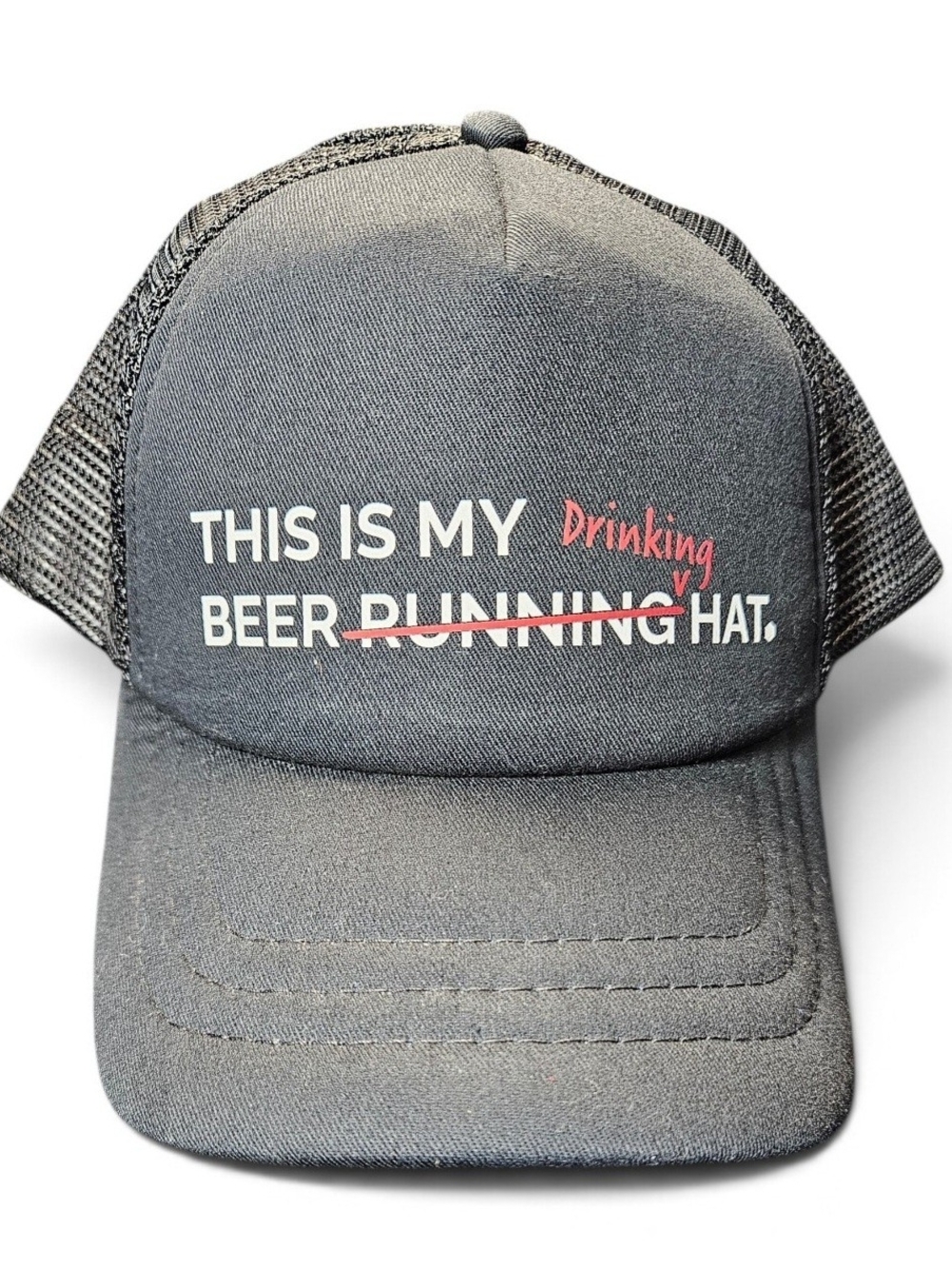 Port Authority Black Trucker Hat with White & Red Text
